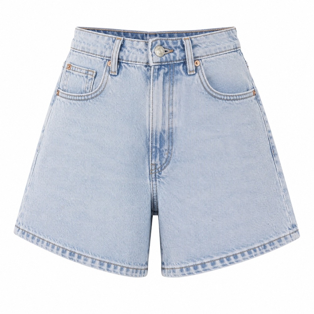 Zara Denim Mom Shorts 100% Cotton Size 4 Light Wash Blue High Rise Casual